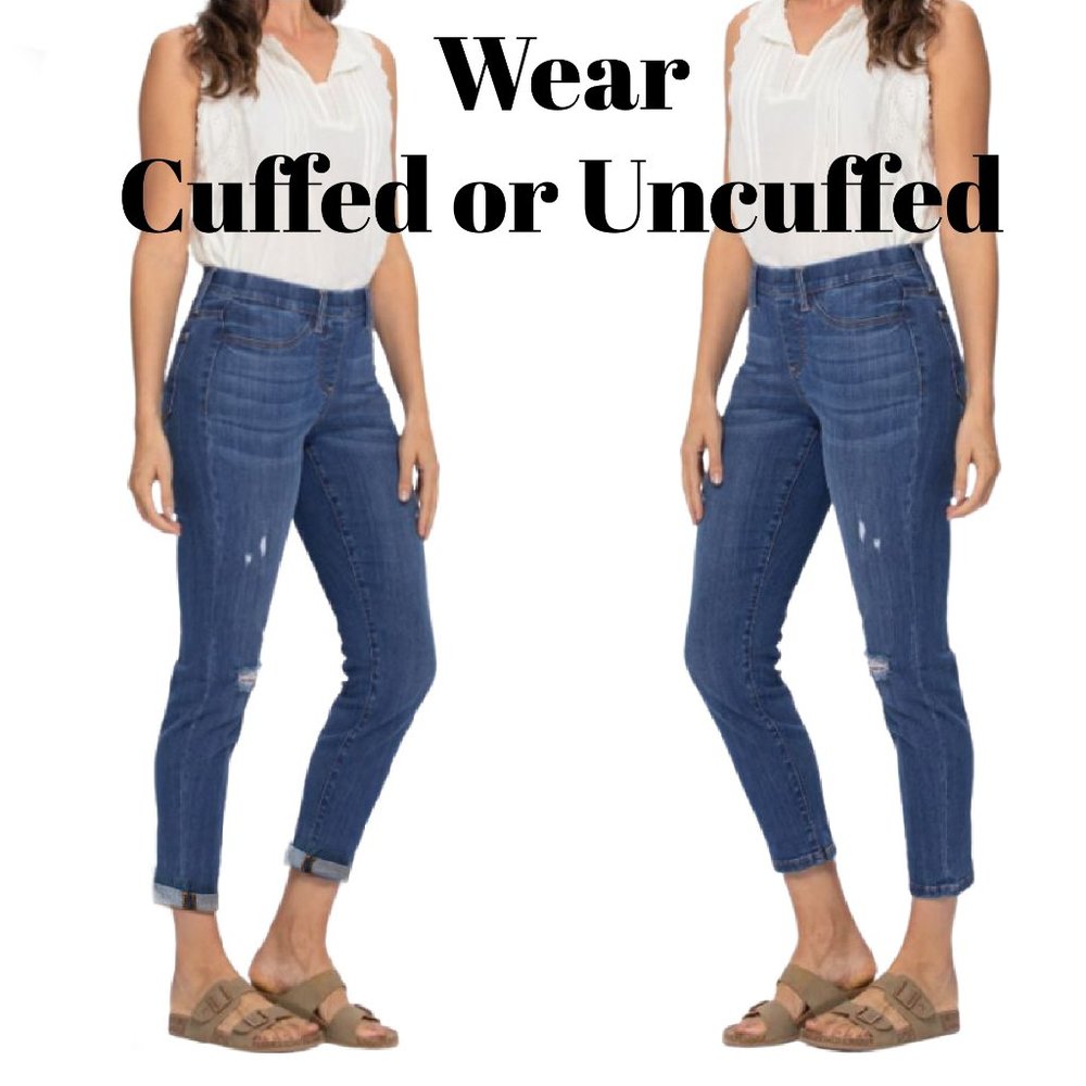 Judy Blue Women's Distressed Boyfriend Jeans - Medium Blue